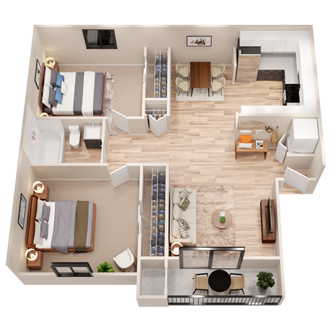 Floor plan for 2 beds, 1 bath, 850 sqft